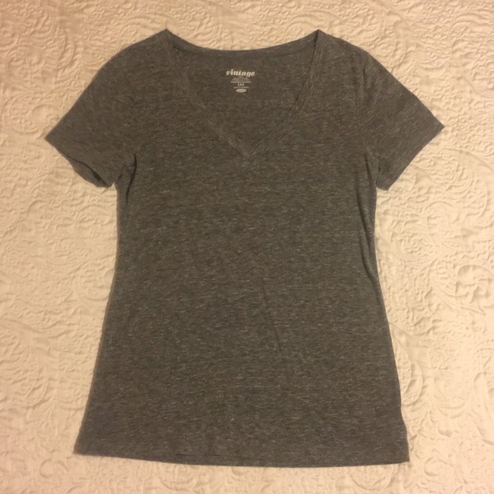 Old Navy Gray Short Sleeve ‘Vintage’ V-Neck Shirt